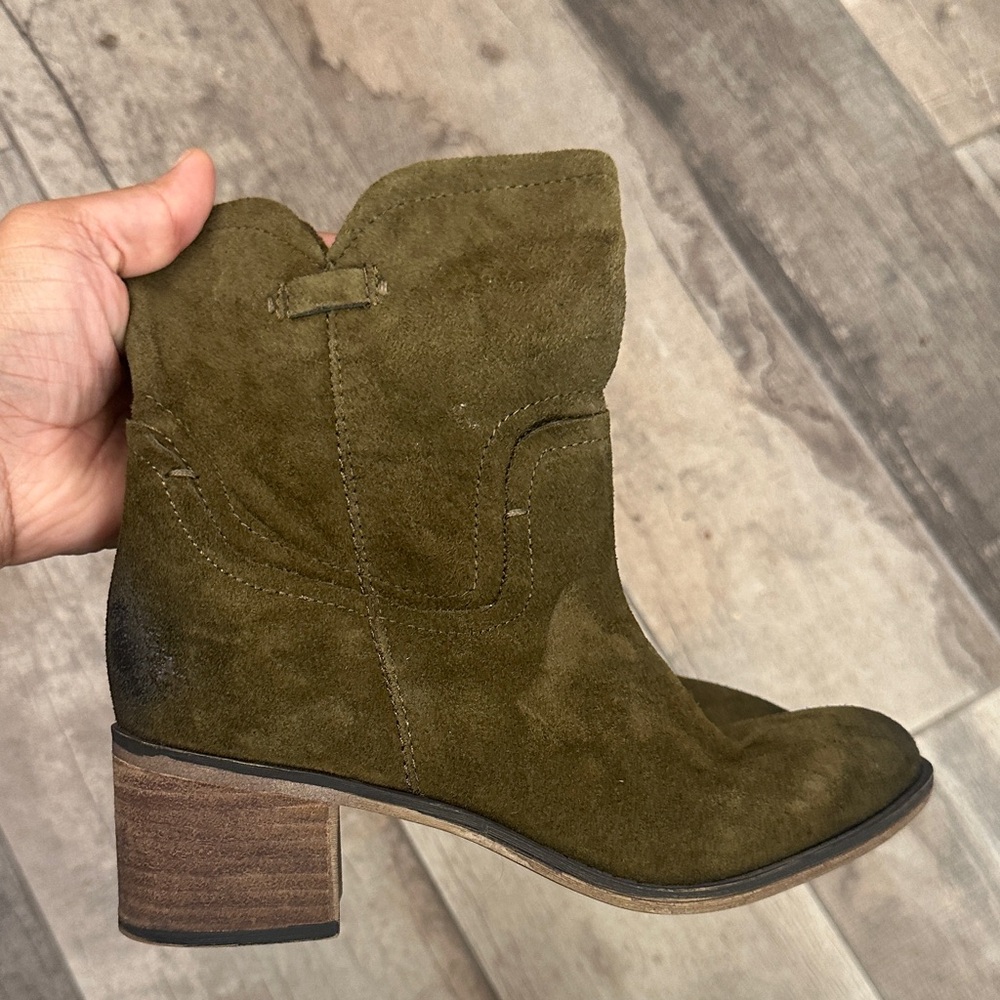 Olive Suede Ankle Boots